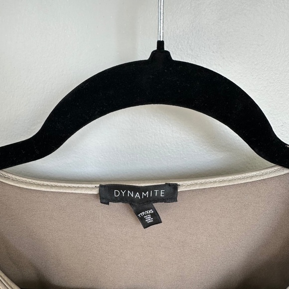 Dynamite Cuffed Short Sleeve Satin Blouse (XXS) - Picture 3 of 3